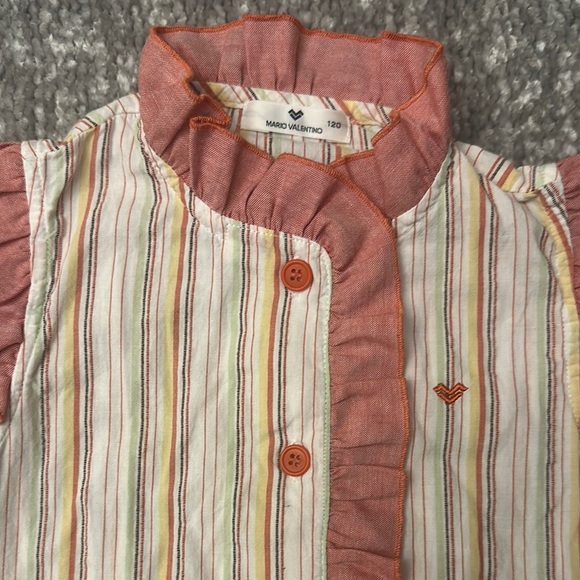 Mario Valentino girls multi stripe drop waist linen Dress 120- 5/6 - Picture 2 of 5